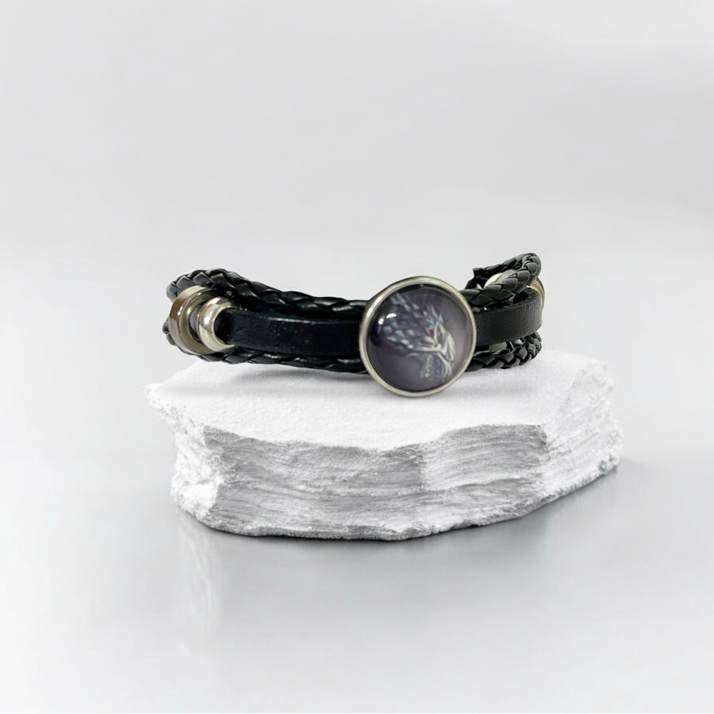 HOLLP Thrones Inspired Leather Tie Bracelet With Beads And Charm